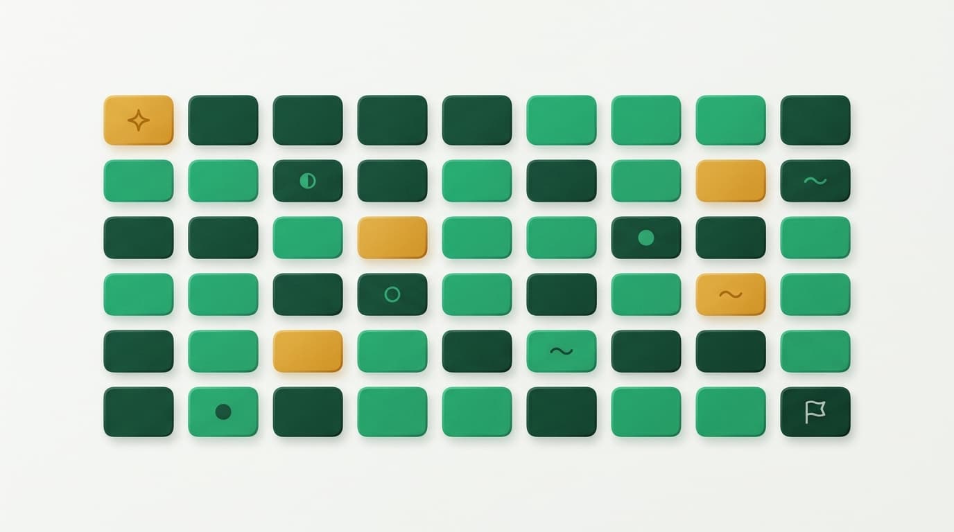 An infographic of a song library as a grid of colour-tagged tiles, with corner tiles flagged as openers and closers
